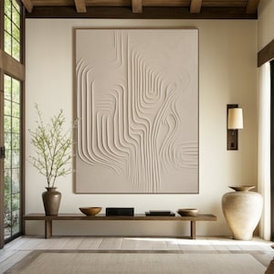 Neutral Wall Decor Beige Wabi Sabi Wall Art Beige Abstract Painting Large Beige Minimalist Wall Art Beige Textured Canvas Painting