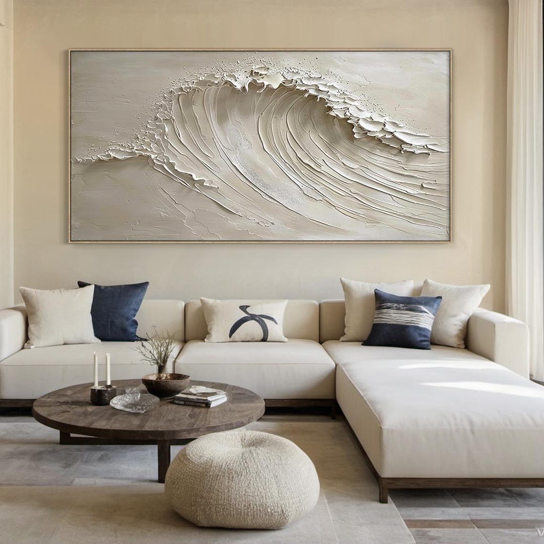 Large Beige Abstract Minimalist Oil Painting | Beige Abstract Art ...