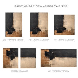 Large Black Abstract Minimalist Oil Painting | Beige Abstract Art ...