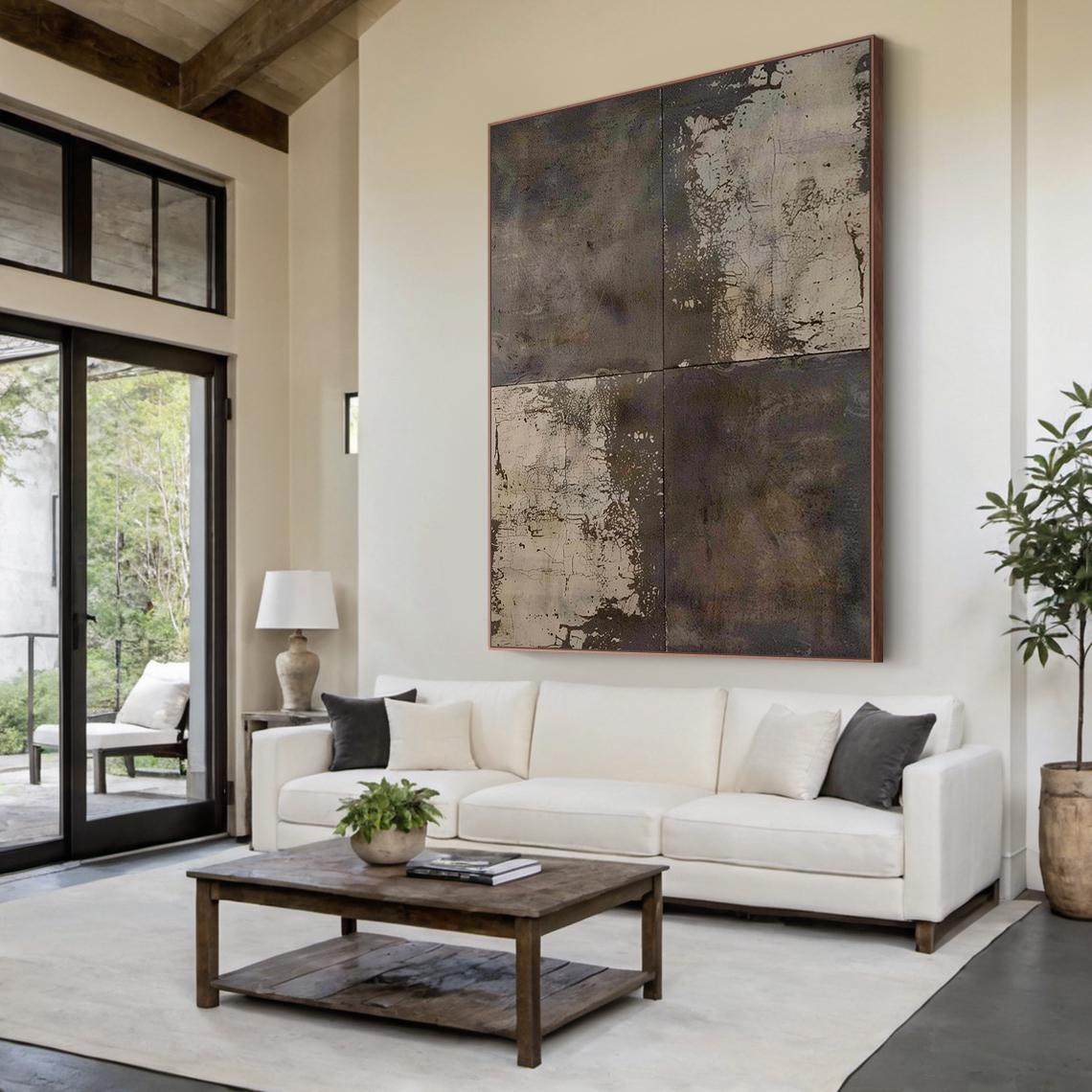 Large Textured Abstract Painting on Canvas – Modern Neutral Wall Art ...