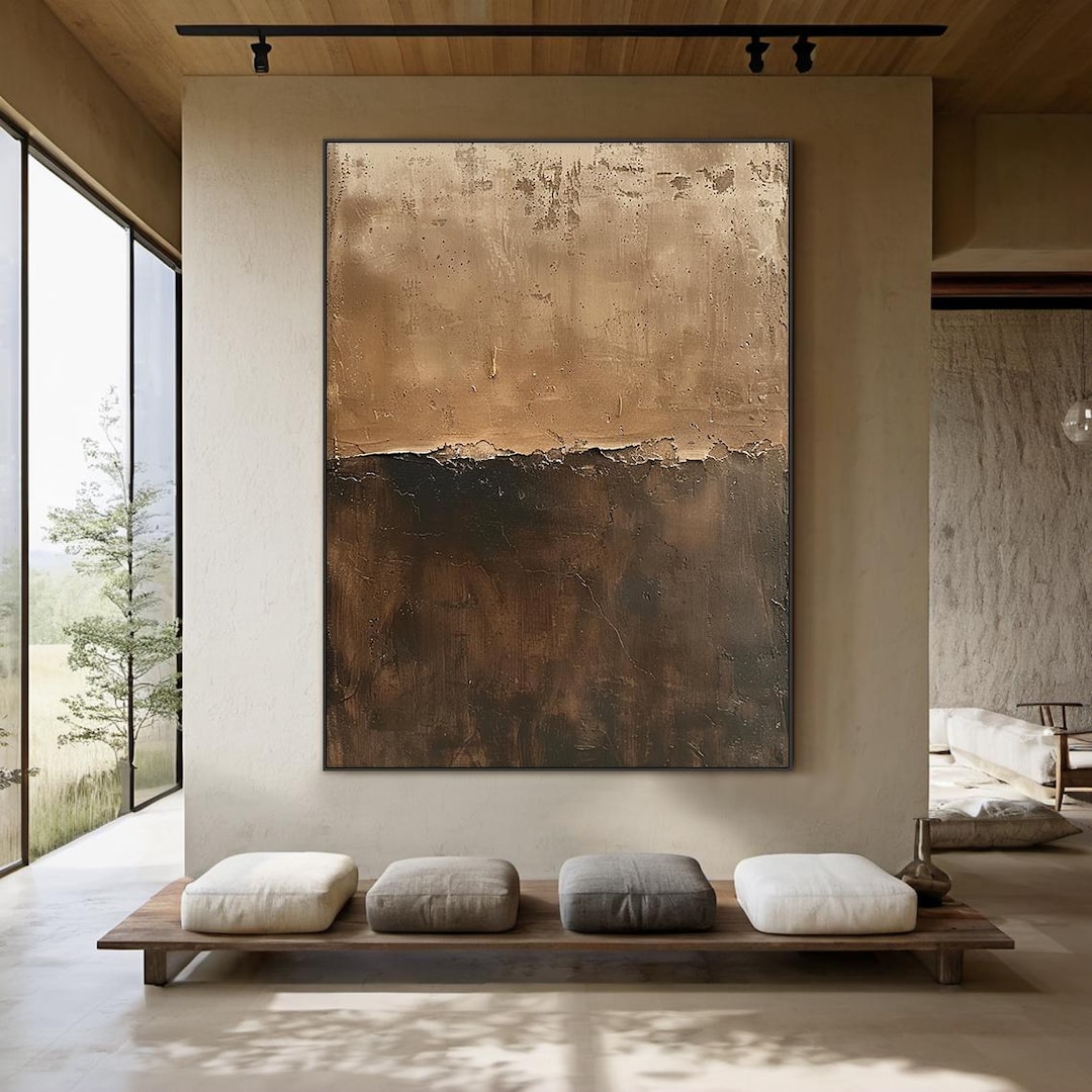 Textured Brown Wall Art – Large Abstract Painting With Bronze and ...