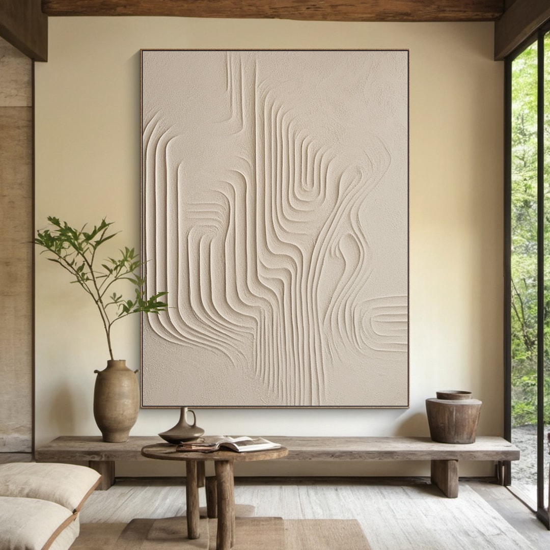 Neutral Wall Decor Beige Wabi Sabi Wall Art Black Beige Abstract ...