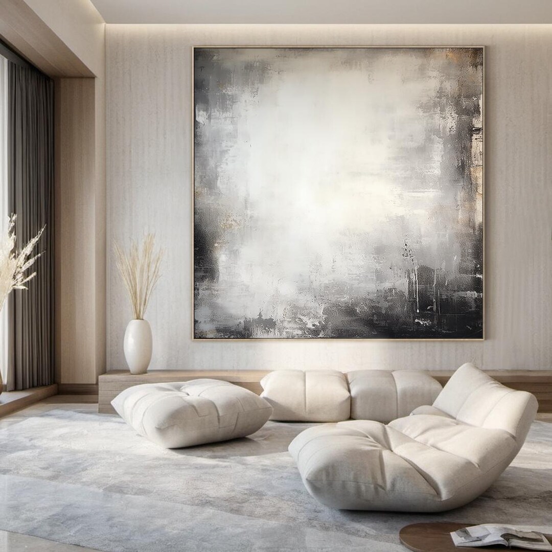 Gray and White Texture Wall Decor Art, Gray and White Minimalist Wall ...
