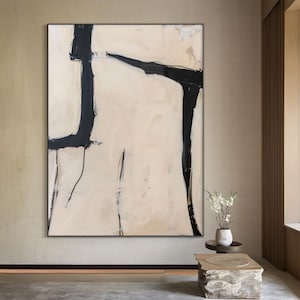 Beige Abstract Wall Art, Large Beige Minimalist Wall Decoration Art ...