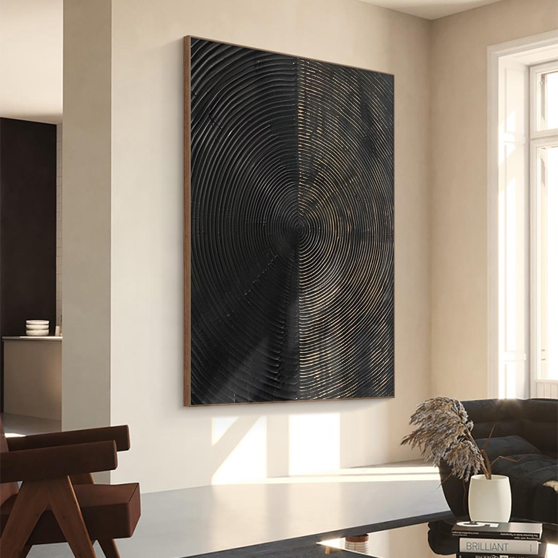 Large Black Abstract Canvas Painting, Wabi-sabi Wall Painting, Black ...