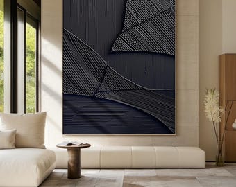 Original black abstract painting, black minimalist wall art, black texture abstract art, black wabi-sabi wall painting, modern home decor