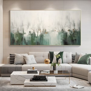 Abstract Landscape Hand Oil Painting Green Forest Plant Painting, Living Room Decor Painting Fashion Art tree Custom Painting Christmas Gift