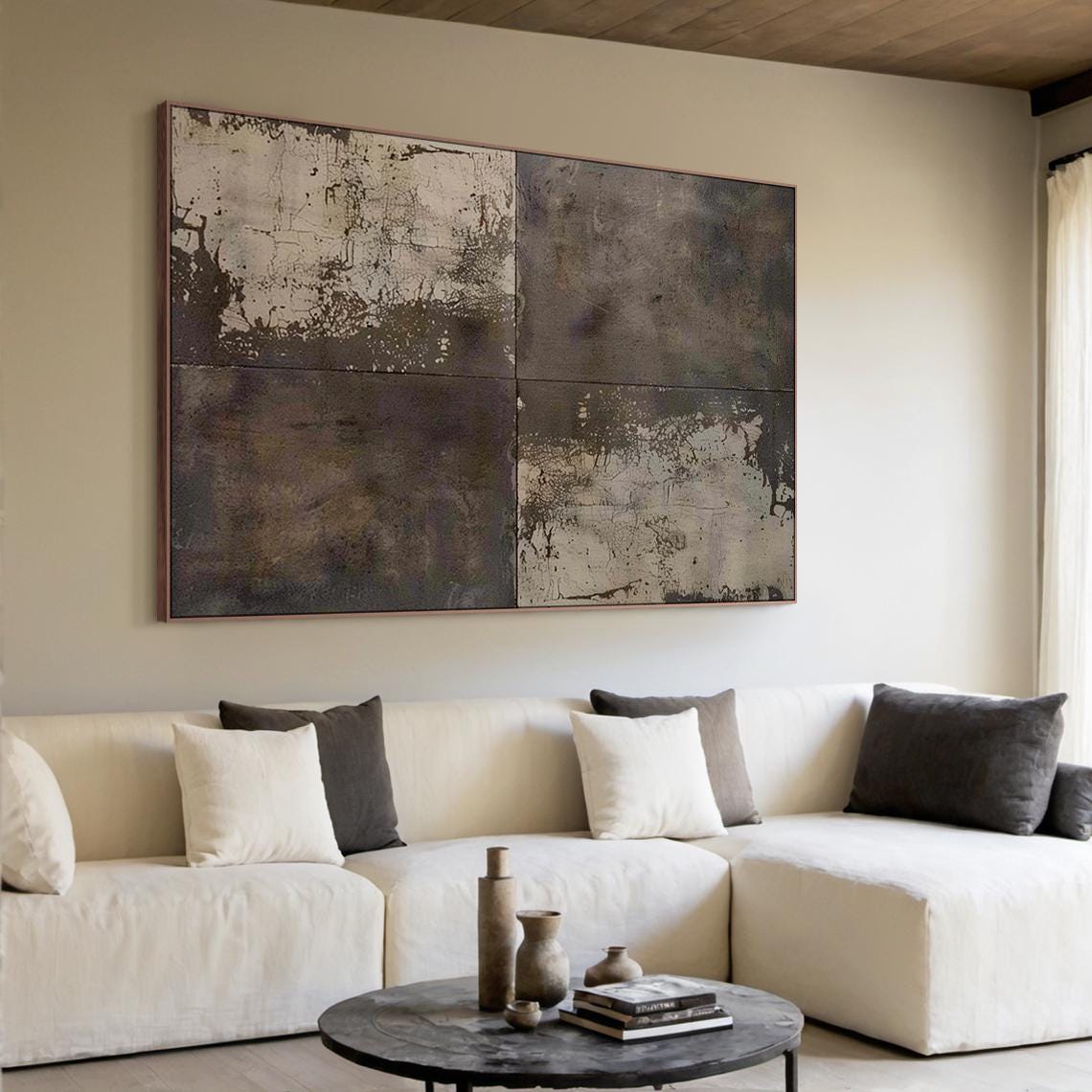 Large Textured Abstract Painting on Canvas – Modern Neutral Wall Art ...
