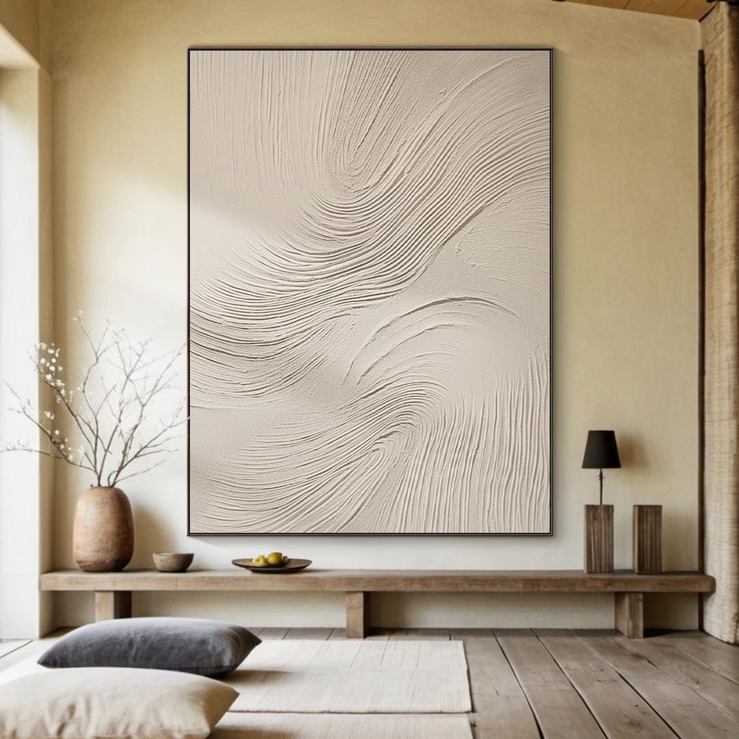 Beige Textured Wall Art, Beige Minimalist Painting, Wabi-sabi Wall Art