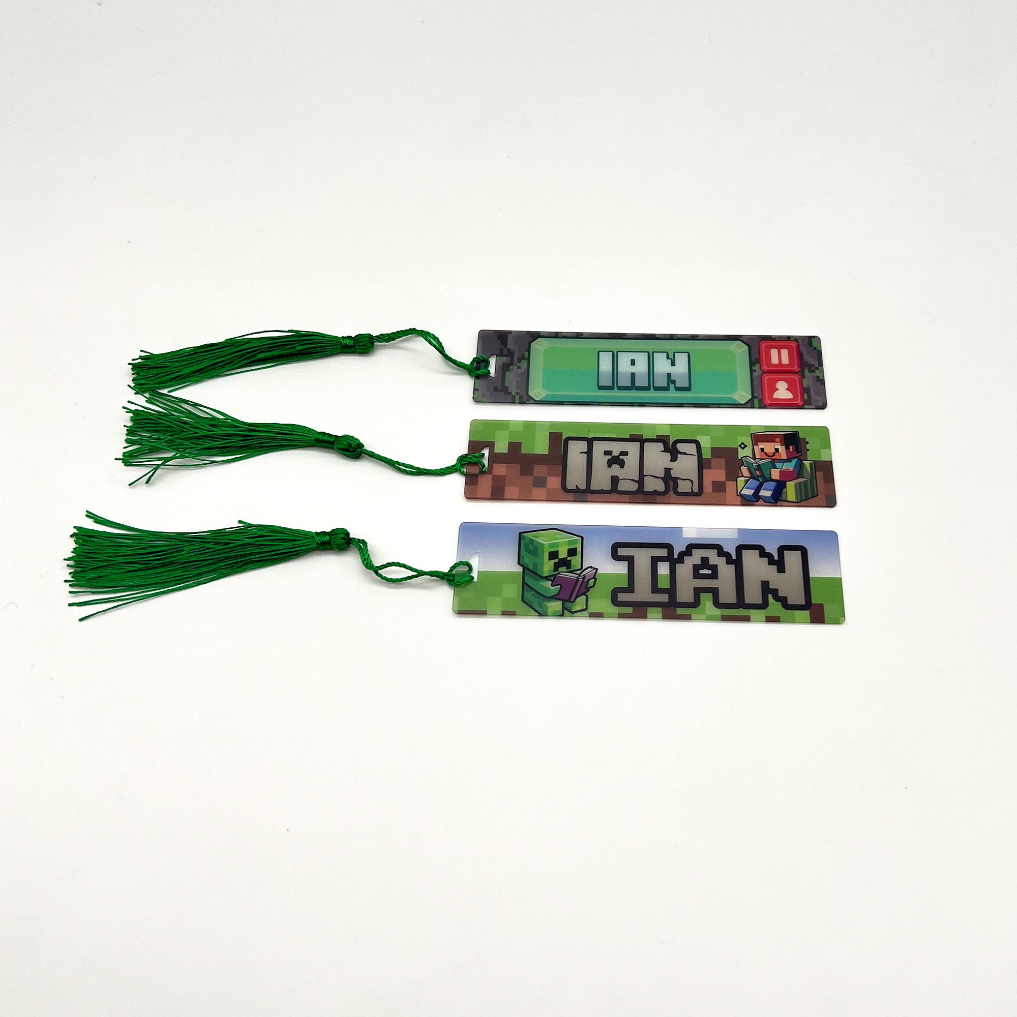 Unique Minecraft Bookmarks Set of 3 Personalized Minecraft Acrylic Bookmarks | Custom Name | Back ...