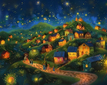 An Evening in the Village | 500 piece Jigsaw Puzzle | Nature Painting Picture | Family Game Night | Gift for Puzzle Lovers