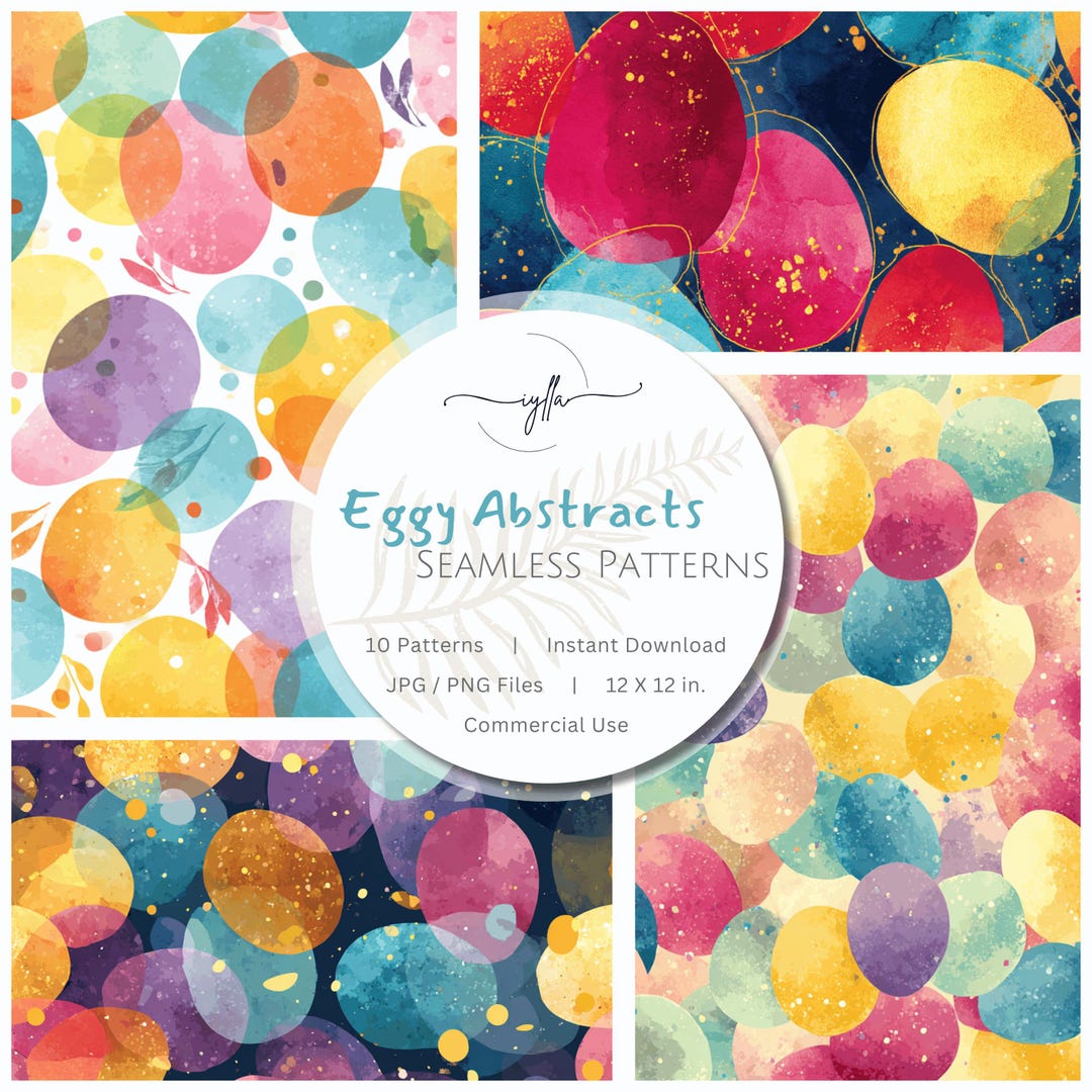 Spring Themed Seamless Pattern Pack: Eggy Abstracts, Digital Paper ...