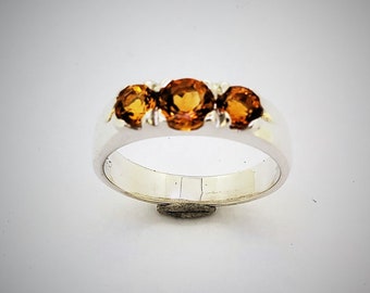 Citrine Ring, Sterling Silver Ring, Genuine Gemstone Ring