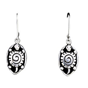 Turtle Moon Earrings, sterling silver