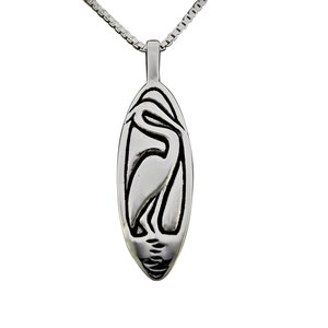 Great Blue Heron Necklace -Recycled Sterling Silver, Re-purposed silver pendant