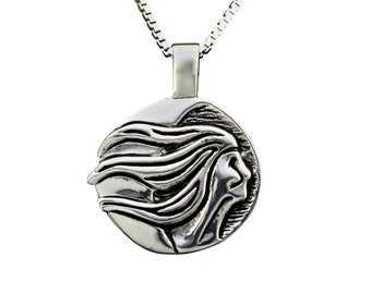 Fog Womans Moon Necklace, Sterling Silver, Re-purposed Sterling Silver Pendant