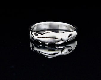 Salmon Profile Ring, eco friendly sterling silver ring,salmon band ring