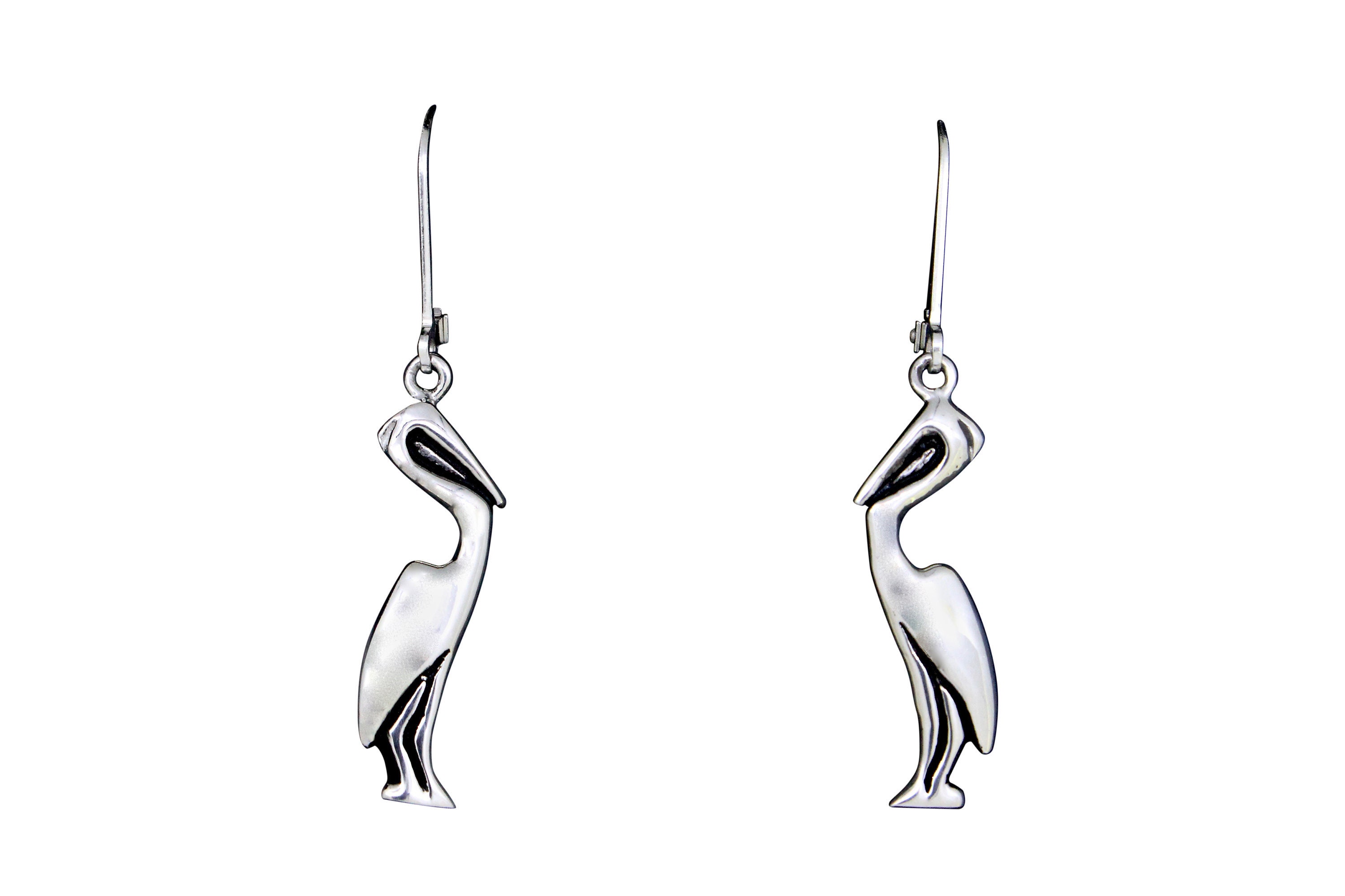 Heron Enameled Silver Plated Wire Earrings Heron Enameled Silver Plated Wire Earrings