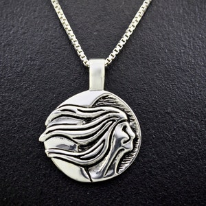 Fog Womans Moon Necklace, Sterling Silver, Re-purposed Sterling Silver Pendant image 2