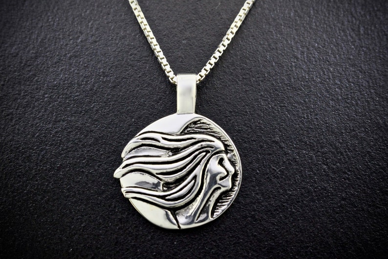 Fog Womans Moon Necklace, Sterling Silver, Re-purposed Sterling Silver Pendant image 2