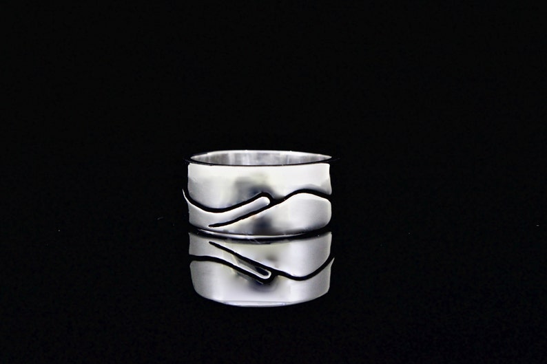 Mountain Ring gift Sisters Silhouette Mountain Ring Cascades Eco- Friendly Recycled Sterling Silver Ring Oregon mountains wedding band