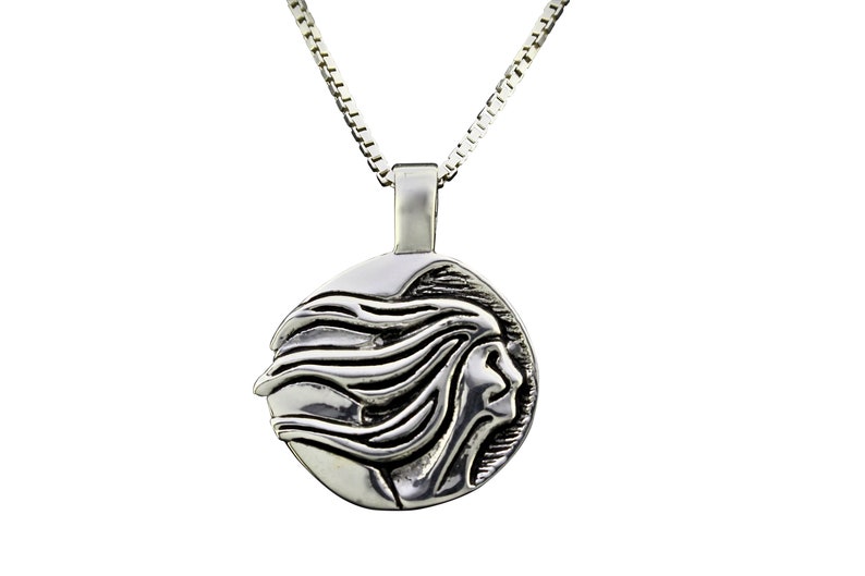 Fog Womans Moon Necklace, Sterling Silver, Re-purposed Sterling Silver Pendant image 1