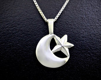 Celestial Moon Necklace, sterling silver