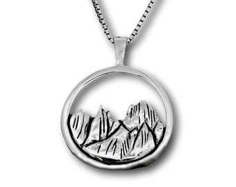 Cascade Skyline Necklace, Sterling Silver Necklace, Recycled Silver Pendant with Sterling Silver Chain