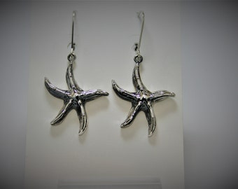 Seastar Earrings, Eco-friendly recycled silver Starfish earrings