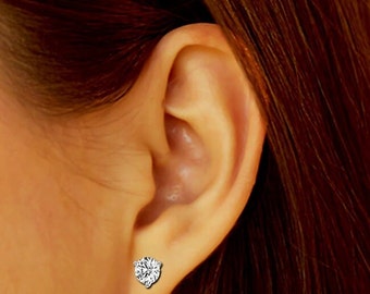 Diamond Earrings, 14K gold lab grown diamond earrings, lab grown diamond  earrings, .5 carat, 1 carat, 2 carat total weight diamond earrings