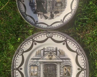 Royal Stafford England Halloween Haunted House Witch Dinner Plate Set