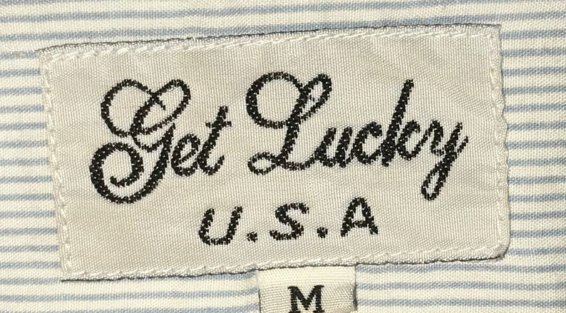 sz M Vintage Women\u2019s 1950s Themed Long Sleeve Button Up Shirt with Rhinestones /&Patches by Get Lucky-Size Medium
