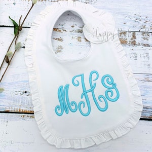 Personalized Baby Bib, Monogrammed Baby Bib, Baby Shower Gift, Ruffled Baby Bib, Baby Girl Bib, Baby Girl Gift