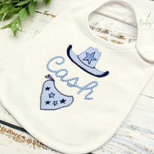 Personalized Baby Bib, Baby Gift, Embroidered Bib, Baby Shower Gift, Baby Boy Gift, Monogrammed Baby Gift, Cowboy Baby Bib, Farm Baby Gift image 2