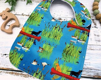 Baby Bib, Duck Watching, Baby Gift, Minky Baby Bib, Baby Boy Bib