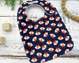 Baby Bib, Foxes, Baby Boy Gift, Minky Bib, Baby Shower Gift