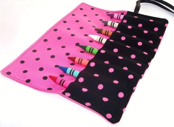 Download Items similar to Crayon Roll - DIVA DOTS Crayon Roll Up - Kids - Stocking Stuffer on Etsy