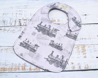 Baby Bib, TRAINS Bib, Handmade Baby Bib, Baby Boy Bibs, Bibs