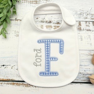Personalized Baby Bib, Monogrammed Baby Bib, Baby Boy Bib, Baby Shower Gift, Custom Embroidered Baby Bib, New Baby Gift