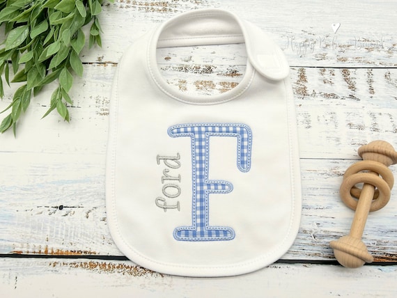 Personalized Baby Bib, Monogrammed Baby Bib, Baby Boy Bib, Baby Shower Gift, Custom Embroidered Baby Bib, New Baby Gift