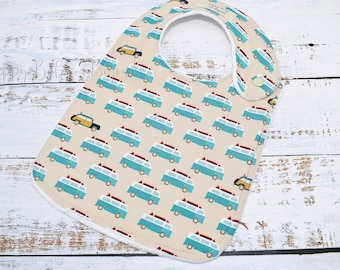 Baby Bib, BEACH VAN Bib, Handmade Baby Bib, Baby Boy Bibs, Surfing Baby Bib