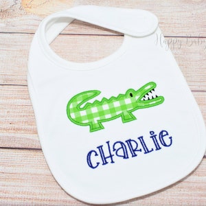 Baby Bib, ALLIGATOR Bib, Personalized Baby Bib, Monogramed Baby Bib, Baby Boy Bib, Baby Gift