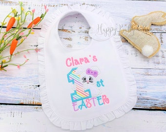 Personalized Baby Bib, First Easter Baby Bib, Baby Girl Easter Bib, Custom Baby Bib, Easter Bunny Baby Bib