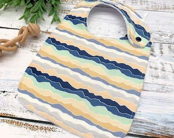 Baby Bib, Wavy Mountains, Baby Gift, Minky Baby Bib, Baby Boy Bib