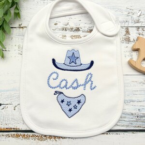 Personalized Baby Bib, Baby Gift, Embroidered Bib, Baby Shower Gift, Baby Boy Gift, Monogrammed Baby Gift, Cowboy Baby Bib, Farm Baby Gift image 3