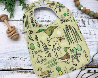 Baby Bib, Cute Mallard Ducks, Baby Shower Gift, Minky Baby Bib, Baby Boy Bib