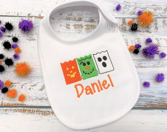 Personalized Baby Bib, HALLOWEEN CREW Baby Bib, 1st Halloween Baby Bib, Baby Gift, Embroidered Baby Bib, Baby Shower Gift