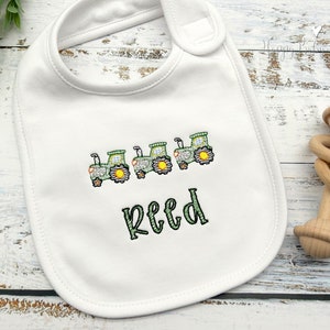 Personalized Baby Bib, Farm Tractor Bib Baby Gift, Embroidered Bib, Baby Shower Gift, Baby Boy Gift, Monogrammed Baby Gift, Tractor Baby Bib