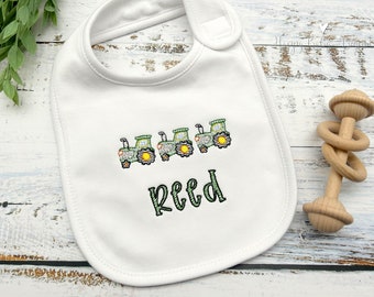 Personalized Baby Bib, Farm Tractor Bib Baby Gift, Embroidered Bib, Baby Shower Gift, Baby Boy Gift, Monogrammed Baby Gift, Tractor Baby Bib