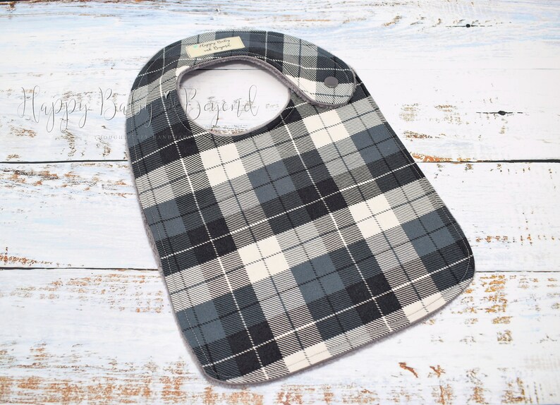 Baby Bib GRAY PLAID Bib Handmade Baby Bib Baby Boy Bibs Etsy